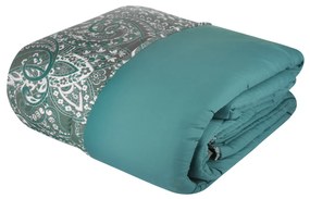 Trapunta matrimoniale stampa Paisley petrolio double face