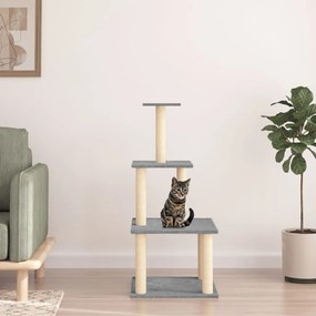 Albero Per Gatti Con Tiragraffi İn Sisal Grigio Chiaro 111 Cm /