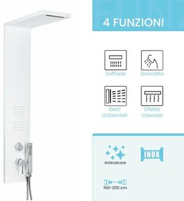 Colonna doccia multifunzione bianco opaco con 4 getti in acciaio inox