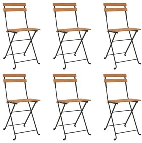 Sedie pieghevoli da bistrò 6 pz legno massello teak e acciaio