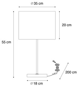 Lampada da tavolo in ottone con paralume grigio 35 cm - Kaso