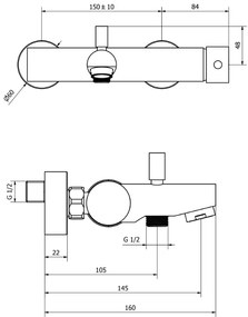 Miscelatore vasca a muro esterno con leva laterale cromo 73162 Jabil