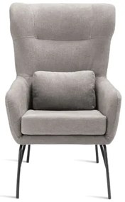 Poltrona in tessuto con gambe in metallo FRY GRIGIO CHIARO