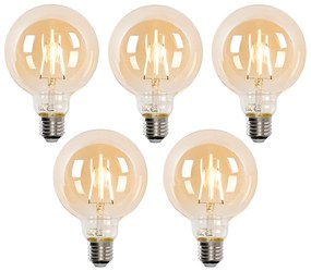 Set di 5 Lampadine LED Smart E27 G95 Oro 4.9W 470lm 1800-4000K