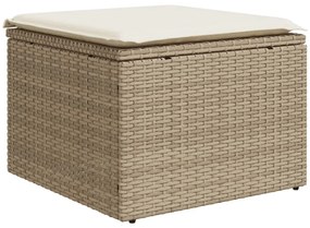 Set divano da giardino 10 pz con cuscini beige in polyrattan