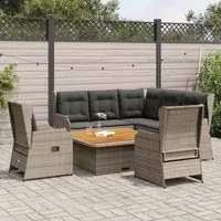 Set Divani da Giardino 6 pz con Cuscini in Polyrattan Grigio 3262612