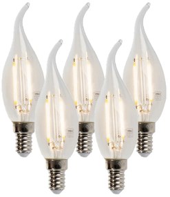 Set di 5 lampade a candela LED con punta a filamento dimmerabili E14 250lm 2700K