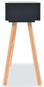 Tavolo consolle in legno di pino massello 80x30x72 cm nero