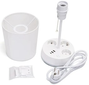 Aigostar - Lampada da tavolo con prese di corrente e porte USB 1xE27/60W/230V bianca