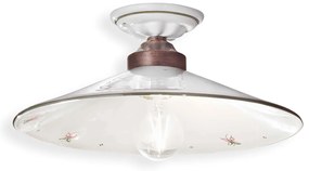 Plafoniera Classica Asti Ferro E Ceramica Nero Sfumato Rame Decorato Filo Verde