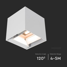 Lampada da parete solare a LED con sensore, 9W/5V, IP65, 2600 mAh, bianca
