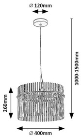 Rabalux 72261 - Lampadario a sospensione con filo INESA 1xE27/40W/230V