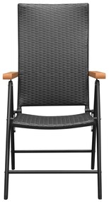 Set da pranzo da giardino 5 pz nero e marrone