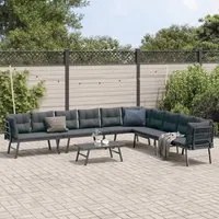 Set Panche Giardino Cuscini 5pz Nere Acciaio Verniciato Polvere 3283712