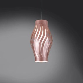 Sospensione Moderna 1 Luce Helios In Polilux Rosa Metallico H40 Made In Italy