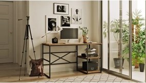 Scrivania Industrial Con Ripiani Laterali 140x60x75H Rovere E Antracite Voyage DX
