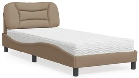 Letto con materasso cappuccino 90x200 cm in similpelle