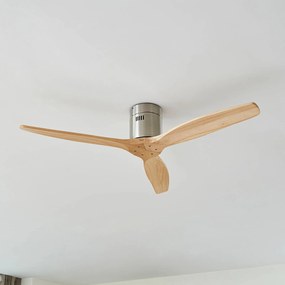 Lucande Ventilatore da soffitto Vindur, nichel, DC, silenzioso, Ø 132 cm Vindur, Legno chiaro, Camera da letto, Legno, Moderno