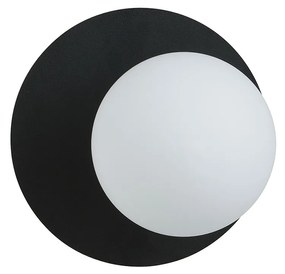 Lampada Da Parete Contemporanea Ippolita 1 Luce In Acciaio Nero E Vetro Opalino