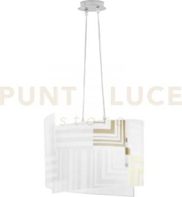 Lampadario a sospensione seventy bianca 2 luci attacco e27 45x130cm...