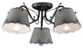 Plafoniera Classica Ravenna Metallo E Ceramica Nero Sfumato Argento 3 Luci E14