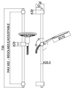 Paffoni Odeon asta doccia 73 cm con doccetta saliscendi supporto scorrevole Cromato