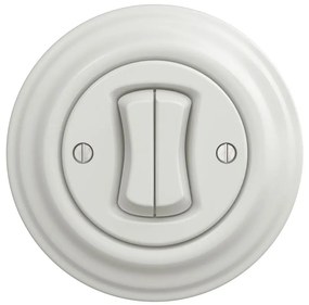 Kliklap - Interruttore doppio per scale in stile retrò con cornice n. 6+6, bianco