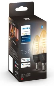SET 2 lampadine LED dimmerabili Philips Hue WHITE AMBIANCE E14/4,6W/230V
