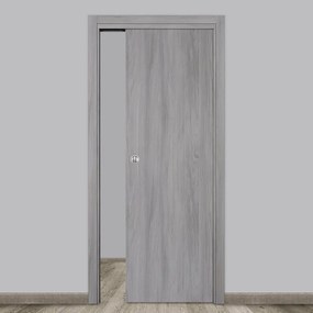 Porta interna scorrevole Gray Elm in MDF colore grigio, L 60 x H 210 cm, apertura reversibile