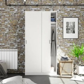 Armadio Guardaroba 2 Ante Scorrevoli 100x50x200 Bianco Opaco Max