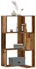 Libreria Angolare 3 Ripiani Legno Vecchio 50x50x102 Cm Legno /