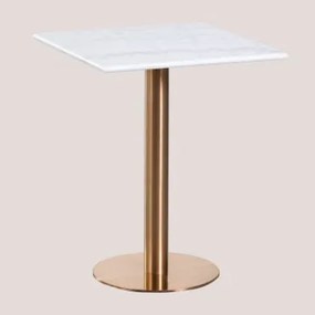 Tavolo Bar Quadrato In Marmo Cosmopolitan Bianco & ↔︎ 60 Cm & Oro Rosa - Sklum