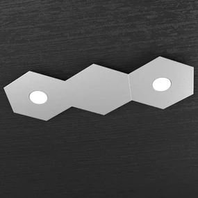 Plafoniera Moderna 3 Moduli Hexagon Metallo Grigio 2 Luci Led 12X2W