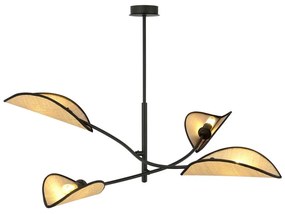 Lampadario a sospensione con supporto rigido LOTUS 4xE14/10W/230V nero/beige
