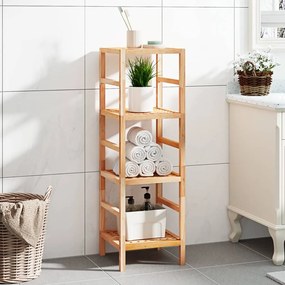 Scaffale Da Bagno 35,5x35,5x112,5 Cm İn Legno Massello Di Noce /