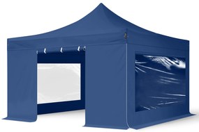 TOOLPORT 4x4 m gazebo pieghevole con laterali (finestre panoramiche), PREMIUM acciaio, blu scuro - (600092)