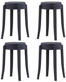 Sgabelli Impilabili 4 Pz Neri İn Plastica /