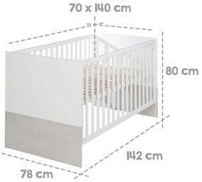 Lettino bianco e grigio chiaro 70x140 cm Julia - Roba