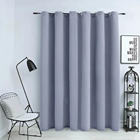 Tenda Oscurante Con Anelli İn Metallo Grigia 290x245 Cm /