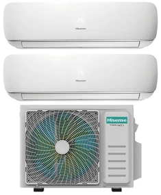 Condizionatore a muro multisplit inverter HISENSE Dual Apple Pie 4.2Kw 14000 14000 BTU classe raffreddamento A++, classe di riscaldamento A+, bianco