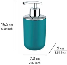 WENKO 21224100 - Dispenser di sapone BRASIL 7,3x16,5 cm turchese/cromo lucido