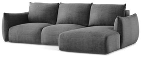 Divano angolare grigio scuro allungabile (con penisola a destra/con chaise lounge) Leila – Makamii