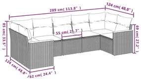 Set Divani da Giardino 7 pz con Cuscini Beige in Polyrattan