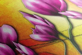 Quadro su tela – Fiori rosa in stile etnico