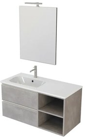Mobile bagno sospeso 100 cm Master grigio con lavabo e specchio