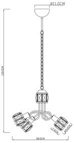 Globo 54356-3H - Lampadario a catena KRIS 3xE14/40W/230V + LED/5W