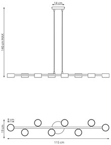 Lampadario a sospensione MEGARA 8 Nero 8xGX53