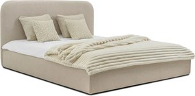 Letto matrimoniale imbottito beige con contenitore con rete inclusa 140x190 cm Sea – Scandic