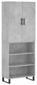 Credenza grigio cemento 69,5x34x180 cm in legno multistrato