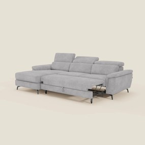 Estro Divano estraibile con chaise-longue e poggiatesta reclinabili in tessuto impermeabile T14 grigio chiaro